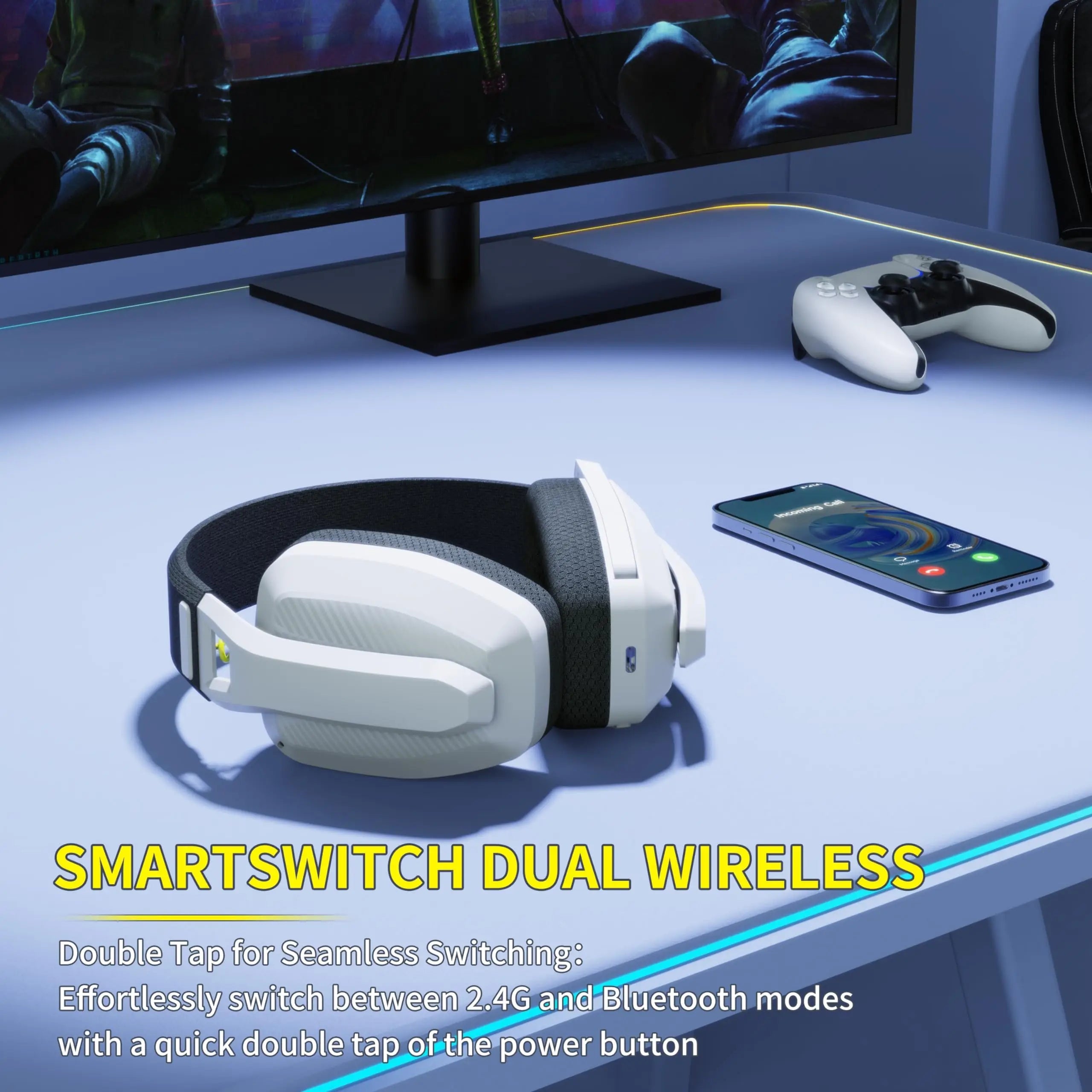 Wireless Gaming Headset with Mic – 2.4G & Bluetooth 5.3